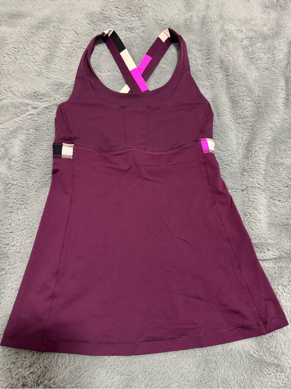 lululemon athletica Plum Crossback Tank with Pink and Black Straps